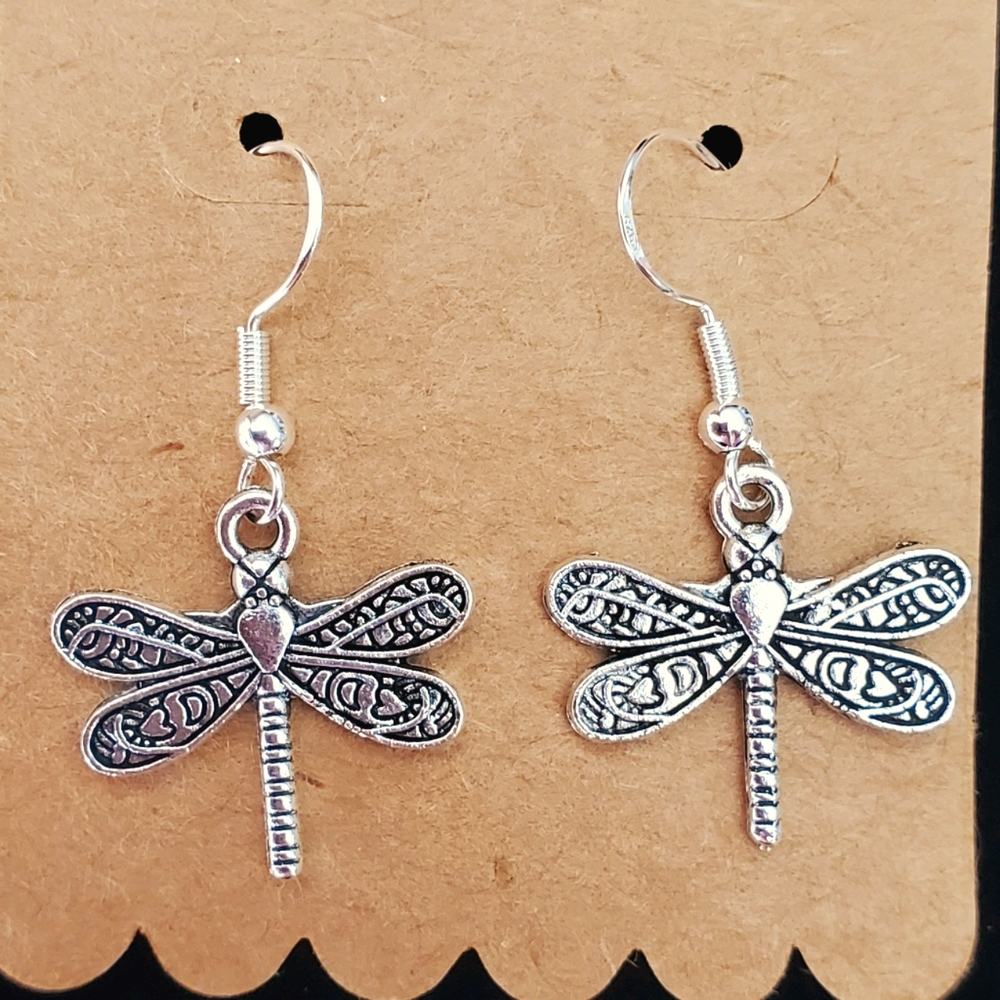 Fancy Dragonfly .925 Sterling Silver Earrings